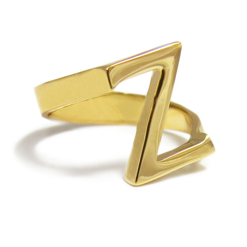 Gold Initial Ring Gold Letter Ring Z Ring Custom Initial Etsy