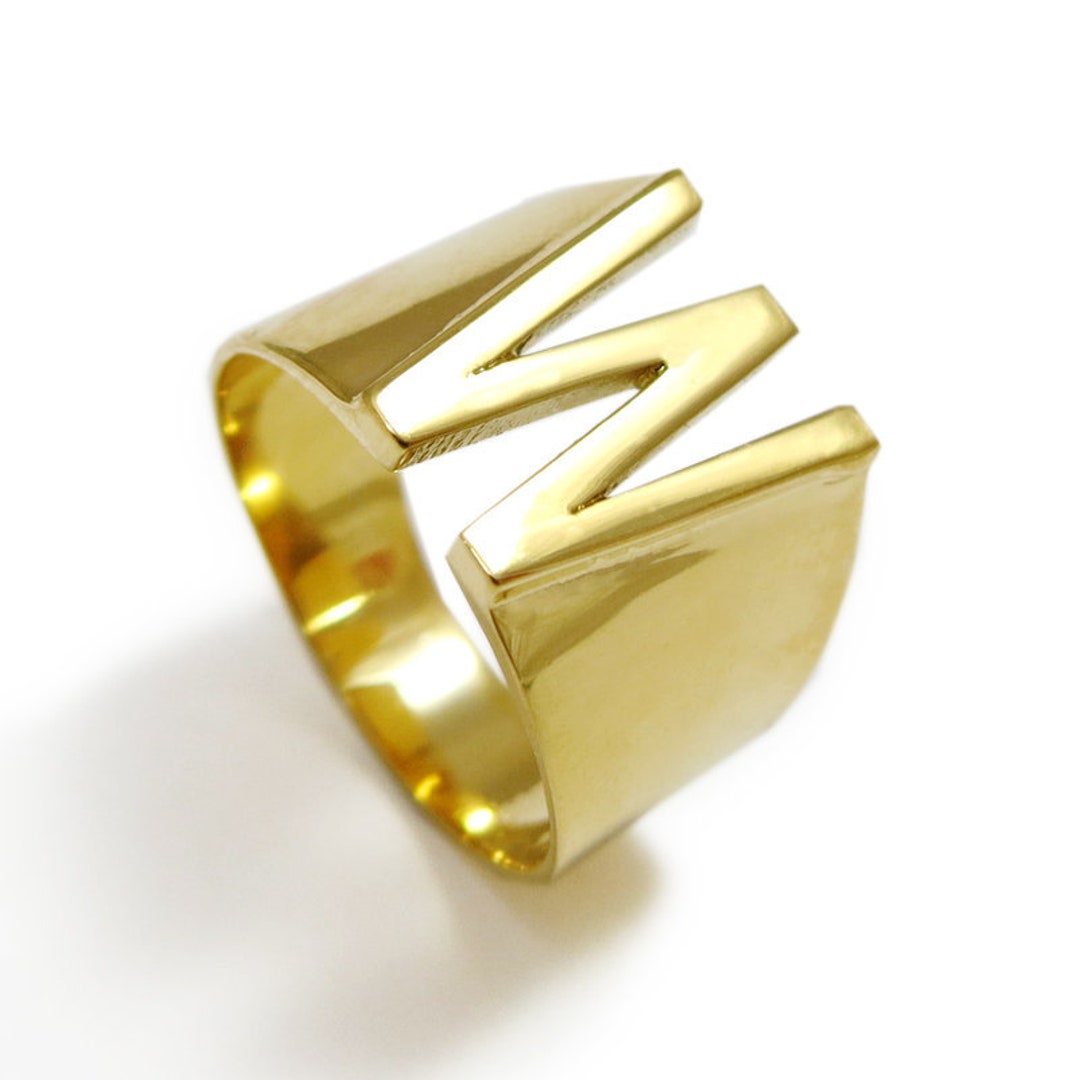 Personalized Initial Ring, Custom Initial Ring, Initial W Ring, Letter ...