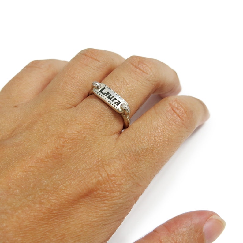 Nameplate Ring Personalized 14K Gold Ring Engraved Ring - Etsy