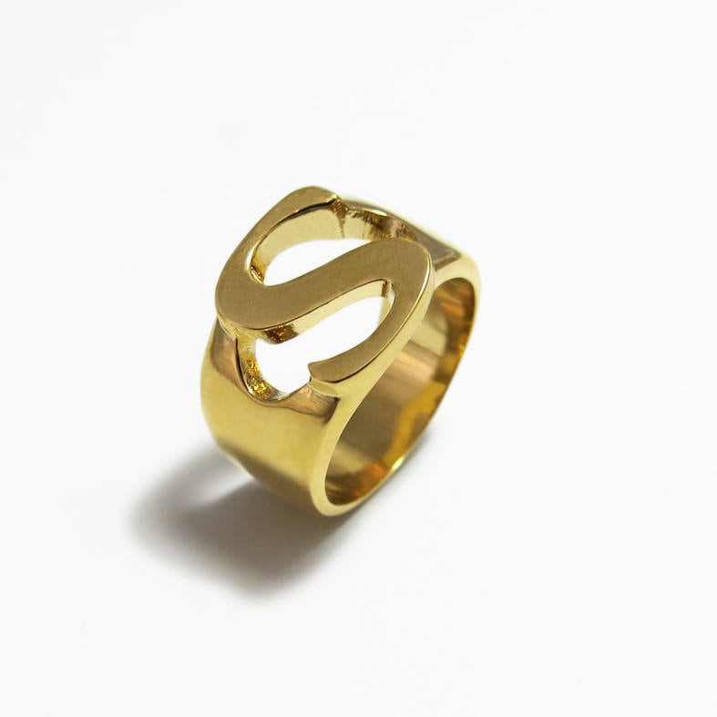 G Metallic Alphabet S Ring - Rings