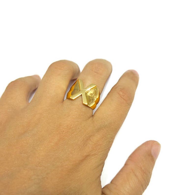 Personalize Initial Ring Letter X Ring Alphabet Ring Gold Initial Ring Custom Initial Ring Monogram Ring Name Ring Signet Letter Ring