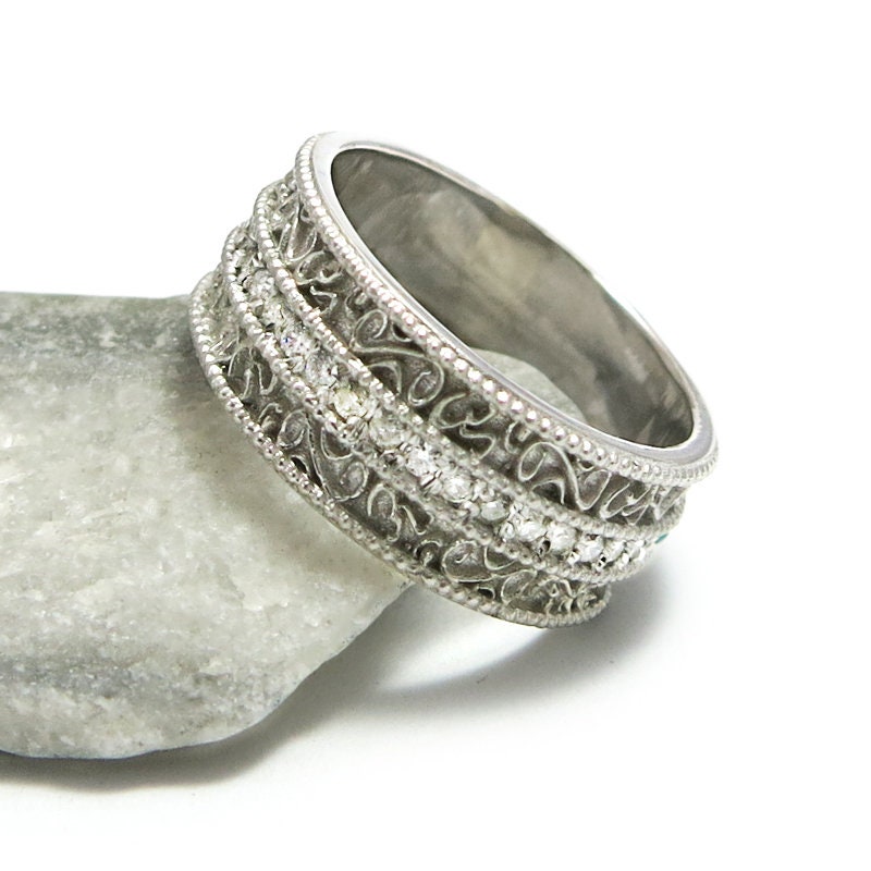 Filigree Wedding Ring Filigree Diamond Ring Wedding Ring for Etsy