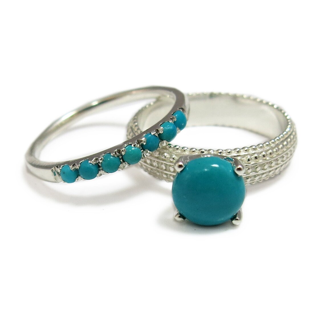 Turquoise Wedding Ring Set Turquoise Wedding Ring Boho Etsy