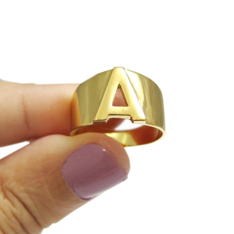 Initial Ring, A Ring, Letter Gift Jewelry, Name Ring, Monogram Ring, Initial Jewelry Ring, Unisex Ring, Custom Initial Ring, Letter Ring image 6