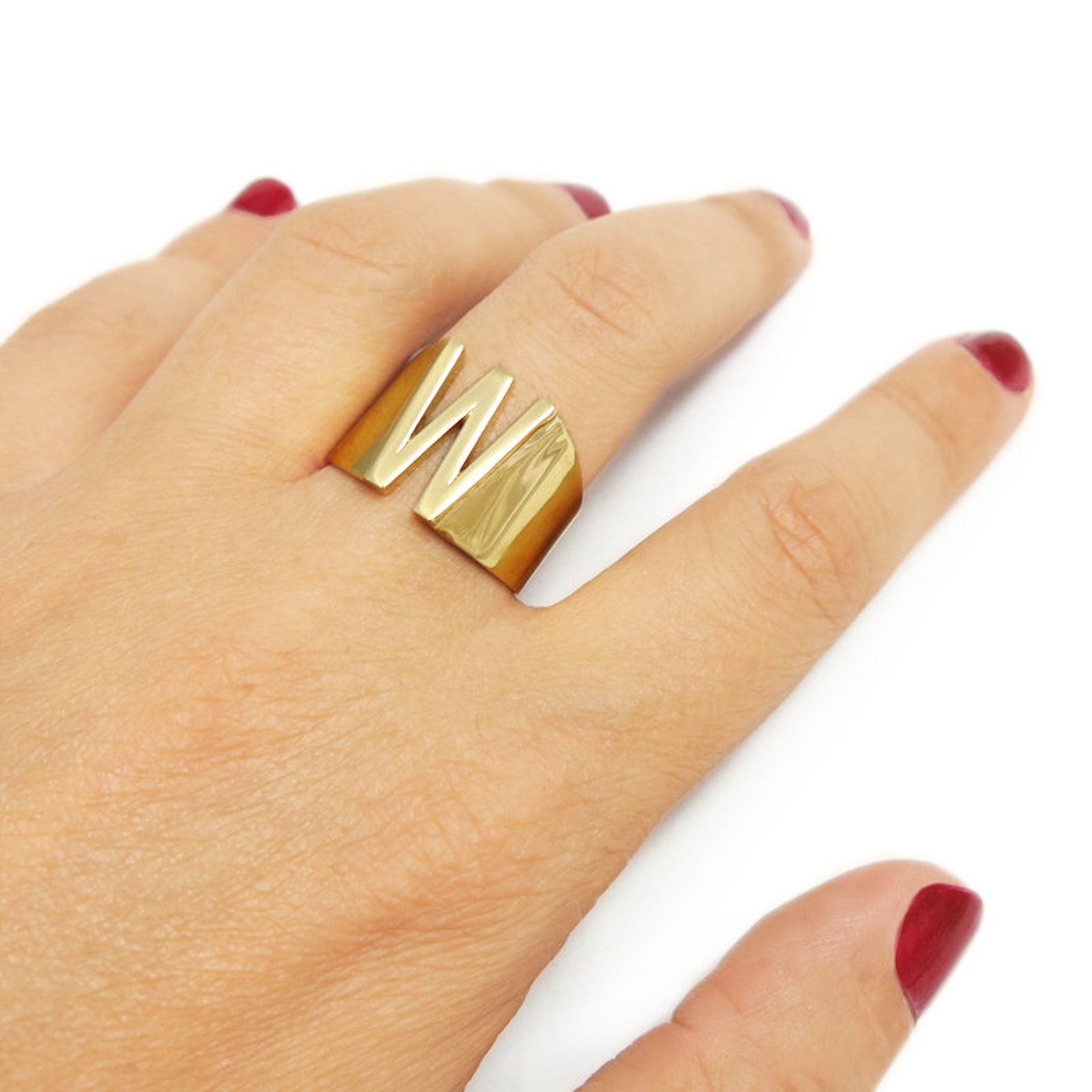 Personalized Initial Ring Custom Initial Ring Initial W - Etsy