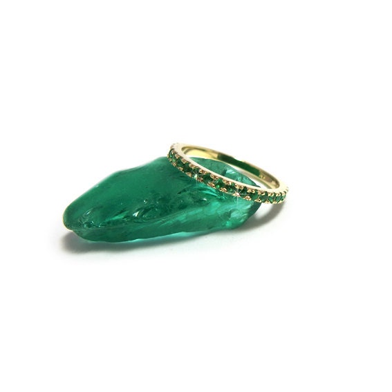Emerald Wedding Ring Green Anniversary Ring Emerald Gemstone | Etsy