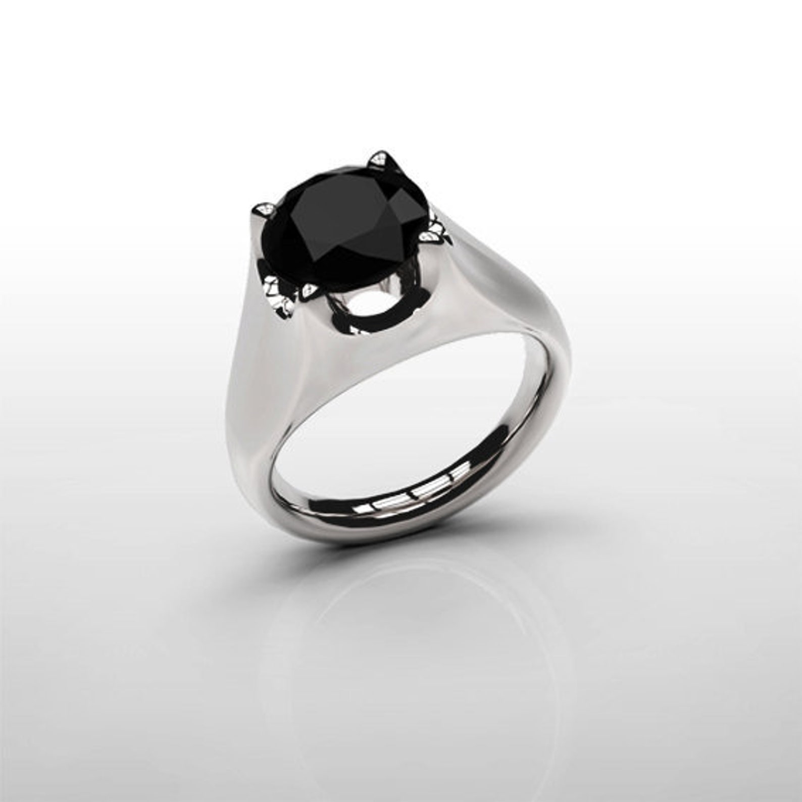 Black Gemstone Ring Custom Birthstone Silver Engagement - Etsy UK