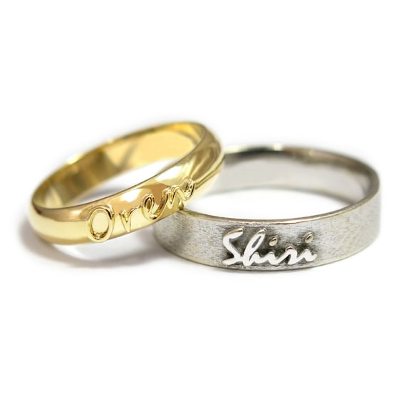 Personalized Custom Engraved Name Couple Rings Stainless - Temu