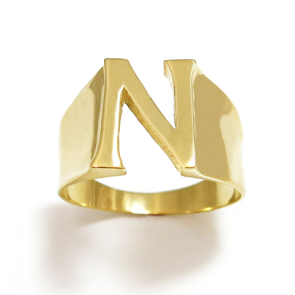 Gold Initial Ring Letter Ring Custom Initial Ring N Ring - Etsy
