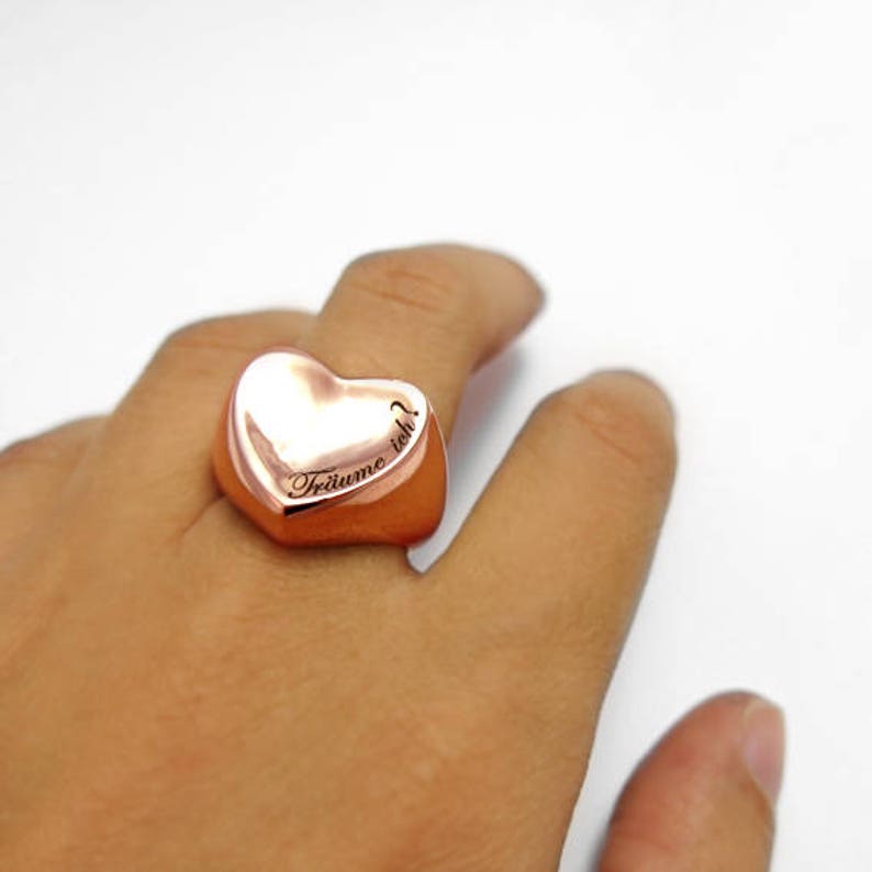 Gold Heart Ring Personalized Ring Love Ring Engraved Ring Etsy