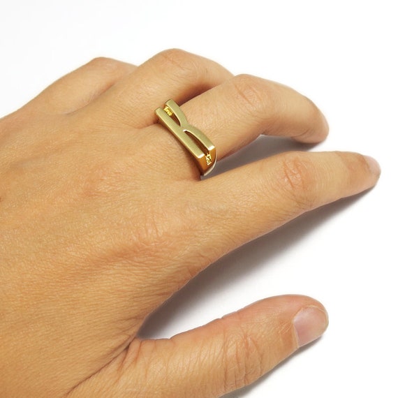 American Diamond Adjustable Initial Letter Name Alphabet ( K ) AD Finger  Ring For Women Girls Stylish Ring