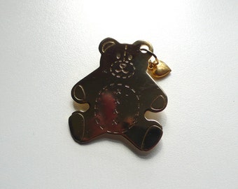 Vintage Solid Brass Teddy Bear Brooch | pin