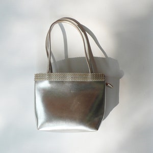 1960s Walborg Silver Leather And Rhinestone Evening Bag | purse