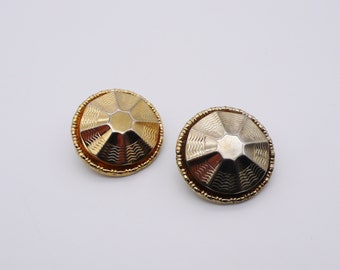 Vintage Gold Tone Textured Circle Earrings | clip on