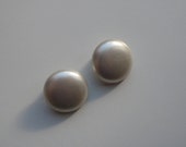 Vintage Faux Pearl Button Clip On Earrings