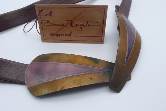 1980s Bonnie Boynton Original Bronze Buckle Belt - image 2