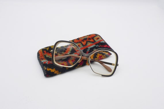 1970s Women's Gold Plate Eyeglasses Frame and Case - image 1