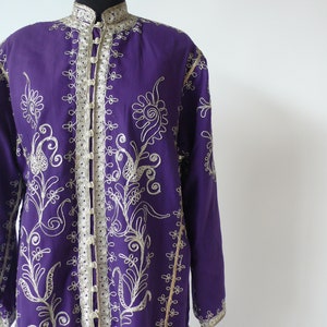 1970s Moroccan Purple Caftan With Soutache Trim image 5