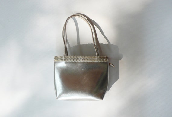 1960s Walborg Silver Leather and Rhinestone Evening Bag Purse Etsy