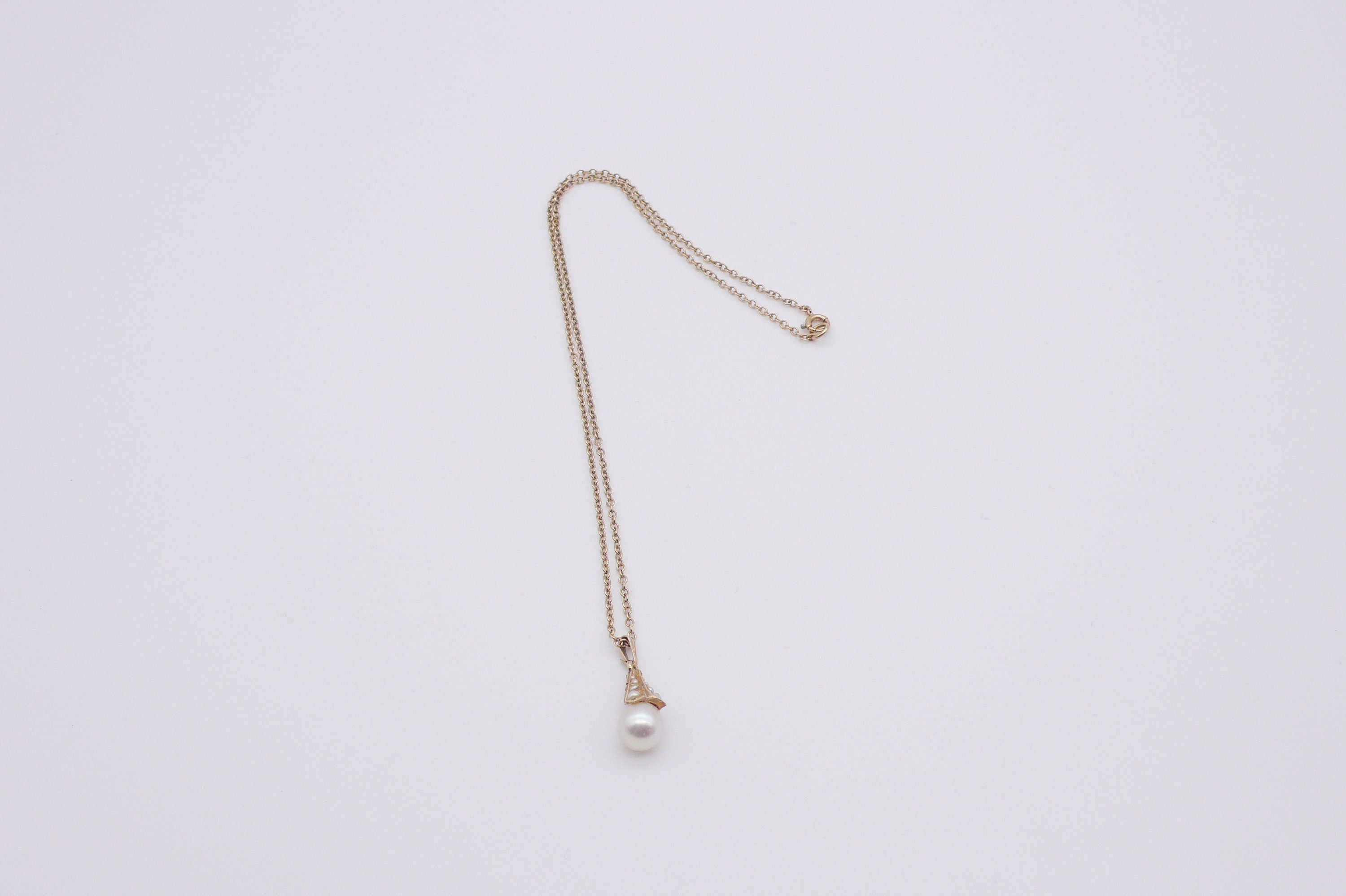 Vintage 14K Gold Teardrop Pearl Pendant Necklace Etsy