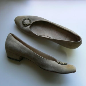 1960s Beige Suede Ferragamo Pumps