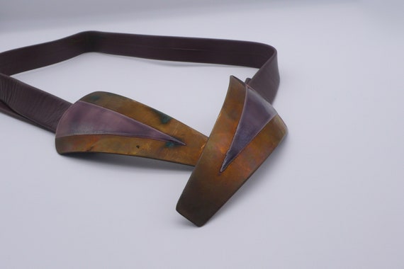 1980s Bonnie Boynton Original Bronze Buckle Belt - image 4