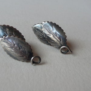 Vintage Sterling Silver Screw Back Leaf Earrings