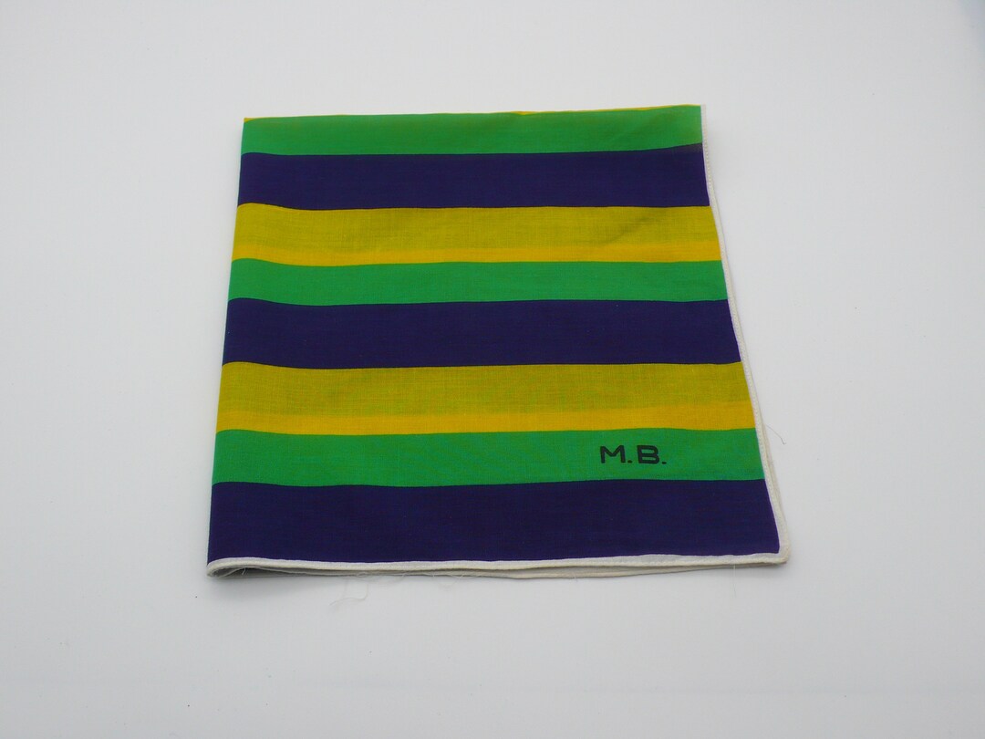 Vintage Blue, Green, Yellow Stripe Neck Scarf - Etsy