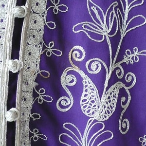 1970s Moroccan Purple Caftan With Soutache Trim image 6