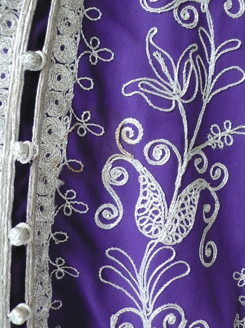 1970s Moroccan Purple Caftan With Soutache Trim image 6