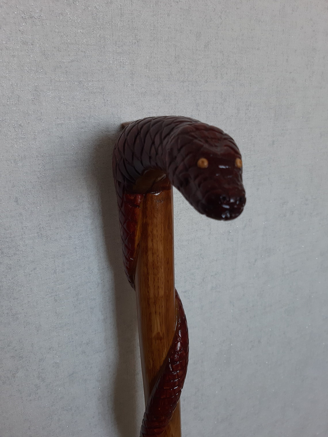 Wooden walking stick Snake Carving Etsy
