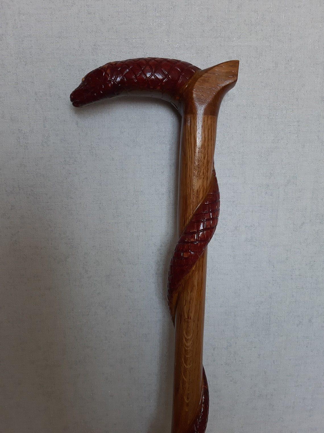 Wooden walking stick Snake Carving Etsy