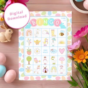 Dummer Gans Frühlings Bingo Karten. Digitaler Download. Set aus 30 einzigartigen druckbaren Karten für Kinder. Junge Kinder Klassenzimmer Party. Osterspiel.
