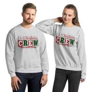 Adult Christmas Crew personalized sweatshirt. Festive holiday winter wear. Family xmas matching group sweaters. Cozy pullover.