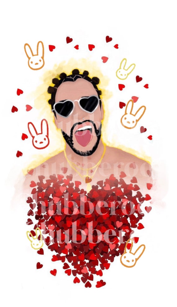 Bad bunny heart Valentine Digital File Etsy