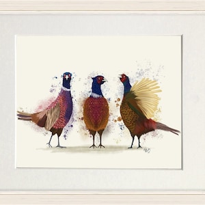 Game bird hunting, Pheasant print, Gamekeeper gift, Farmhouse wall art, Bird painting, Farmhouse decor, British wildlife, Pheasant shooting