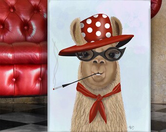 Funny gift husband - Canvas painting Uk seller Fabulous Llama - Man cave decor Gift for him Office decor Office gifts for him Big canvas art