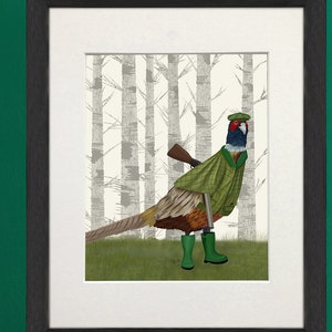 Pheasant shooting party 2 Gamekeeper gift, Cottage and country wall art, Farmhouse decor, Game bird print, Bird painting, Framed art canvas