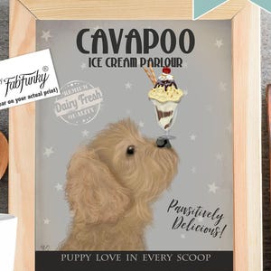Cavapoo Eiscreme Kunstdruck, Hundeliebhaber Küchen Deko
