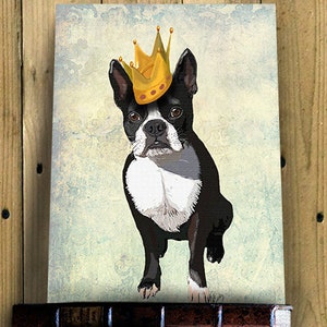 Boston Terrier Crown , boston terrier print, dog gift, dog lover, picture painting dog illustration art picture dog poster drawing