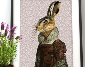 Rabbit art Hare Art Print Madam Hare print hare illustration Rabbit decor rabbit print bedroom decor bunny gift bunny rabbit Bunny wall art