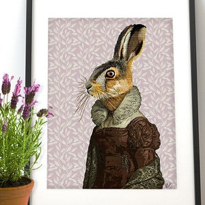 Rabbit art Hare Art Print Madam Hare print hare illustration Rabbit decor rabbit print bedroom decor bunny gift bunny rabbit Bunny wall art