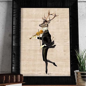 Deer Dancing Art Print Deer Illustration wall art wall decor Wall Hanging Deer Picture Deer Stag Print