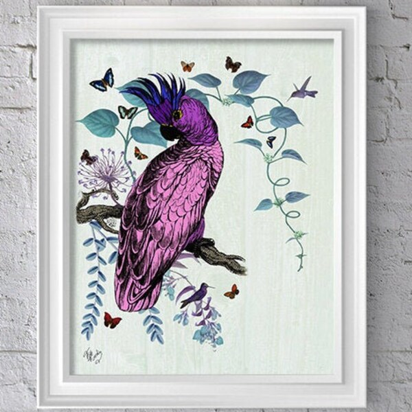 The Pink Parrot  Art Print, Wall Decor, Wall Art, Wall Hanging, Parrot Print parrot decor