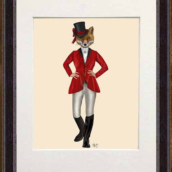 Lady Fox Hunter Full - Female Fox print vixen fox painting fox gift for fox lover fox hunting foxy lady fox picture equestrian gift