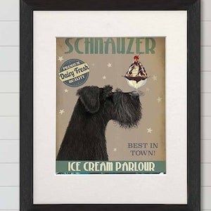 Schanuzer black Ice Cream Dog Best in town Living decor Living room canvas Living room Animal Art on canvas Canvas on bars Home decor