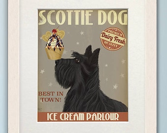 Scottie dog - Scottish terrier ice cream - Scottish art Scotty dog Dog lover gift Mom dog gift Dog painting Dog print poster Art prints dog