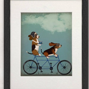 Basset hound tandem Cute gift Cute decor Cute gift for women Cute gift for sister Cute gift for her Painting of dog Pet lover gift