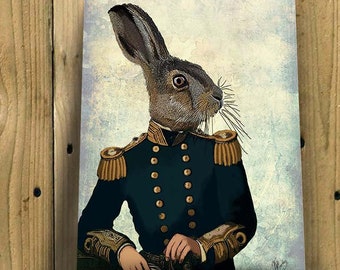 Hare Lieutenant Art Print Illustration Poster Animal Painting Wall Decor Wall hanging Wall Art Rabbit Print animal home decor