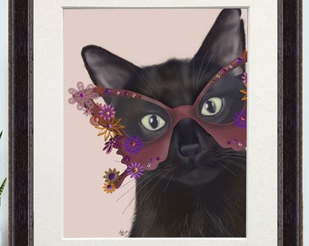 Cat lover gift Gift for Black lover Cat gift - Flower Sunglasses - black cat print black cat art black cat decor black cat poster funny cat